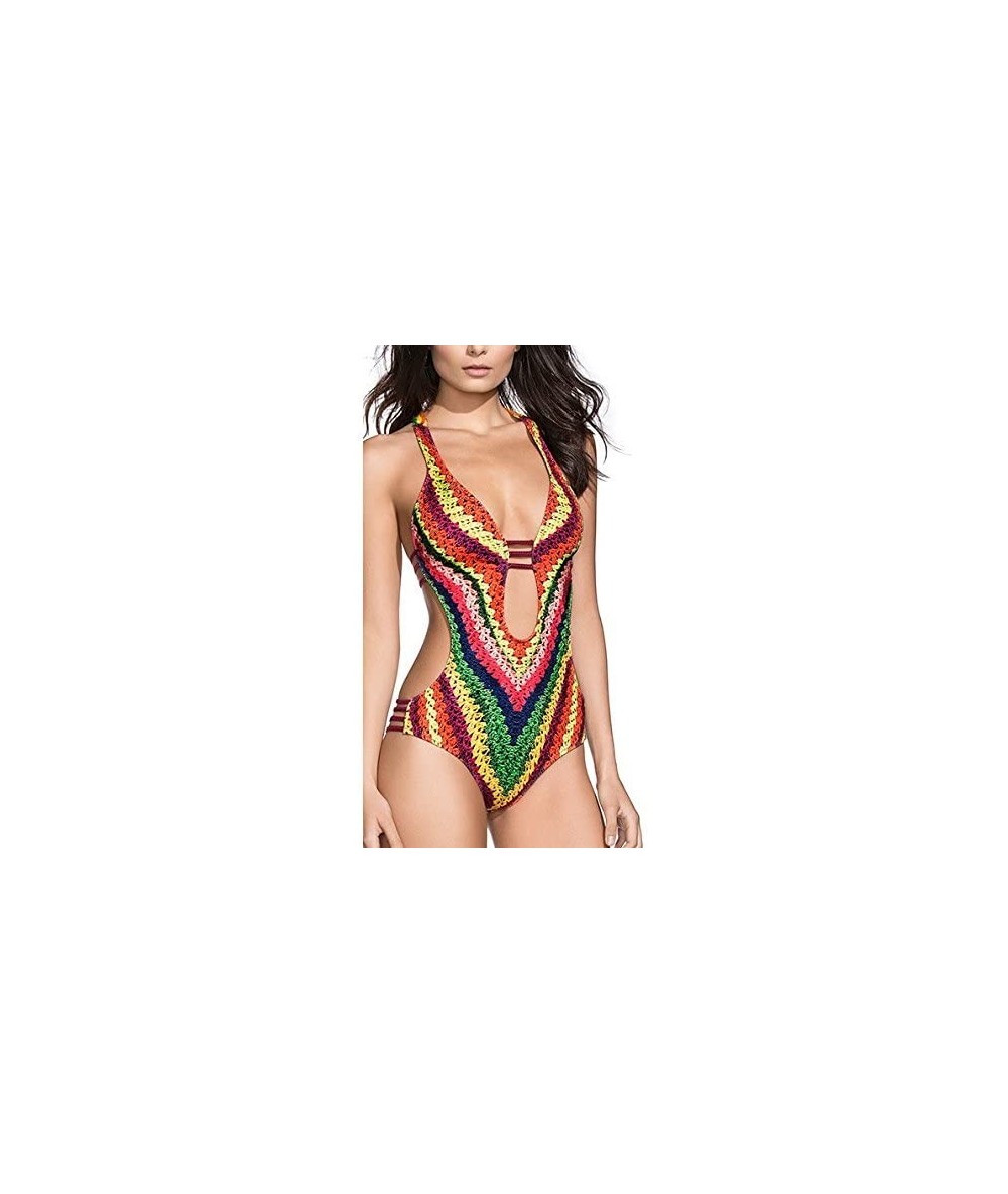 Sets Rope Print Bikini Women's One Piece Bikini - Printing - CB18SDKM27Q $47.41