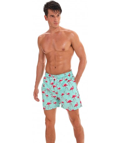 Trunks Men's Swim Trunks Quick Dry Bathing Suits Beach Shorts with Mesh Lining - Xflamingo Green - CH18OX0AO4I $36.31