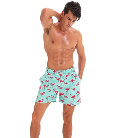 Trunks Men's Swim Trunks Quick Dry Bathing Suits Beach Shorts with Mesh Lining - Xflamingo Green - CH18OX0AO4I $36.31