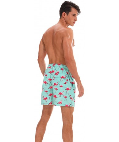 Trunks Men's Swim Trunks Quick Dry Bathing Suits Beach Shorts with Mesh Lining - Xflamingo Green - CH18OX0AO4I $36.31