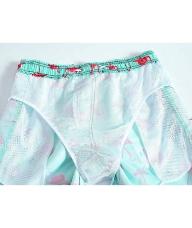 Trunks Men's Swim Trunks Quick Dry Bathing Suits Beach Shorts with Mesh Lining - Xflamingo Green - CH18OX0AO4I $36.31