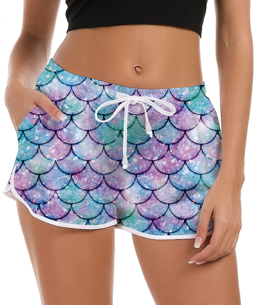 Tankinis Women's Drawstring Board Shorts Quick Dry Stretch Novelty Patterns Swimsuits Swimwear Bottoms S-XXL - A1-mermaid - C...