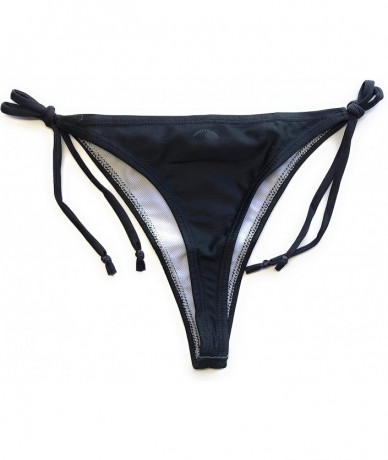 Tankinis Lycra String Bikini Thong Bottoms - Black - CS18K4UKMLA $49.66