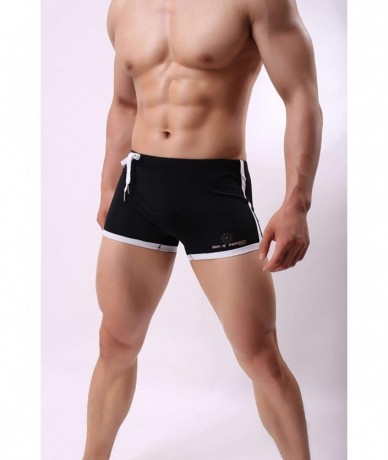 Board Shorts Men's Swim Trunks Swimming Briefs Beach Shorts Boxer Briefs Quickdry - Black - CU18Y75LZ52 $22.08