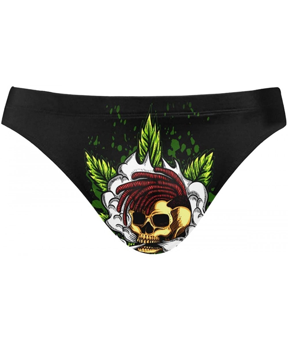 Briefs Mens Swim Bikini Briefs Pole Dance Swimwear Surf Shorts Trunks - Marijuana Leaf Skull Flame - CH18X06W9YK $46.06