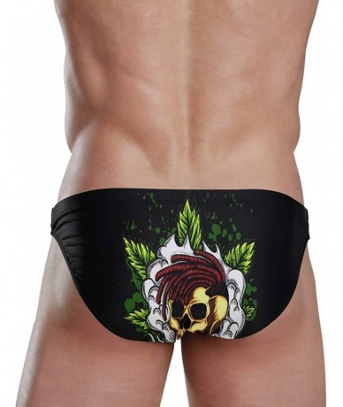 Briefs Mens Swim Bikini Briefs Pole Dance Swimwear Surf Shorts Trunks - Marijuana Leaf Skull Flame - CH18X06W9YK $46.06