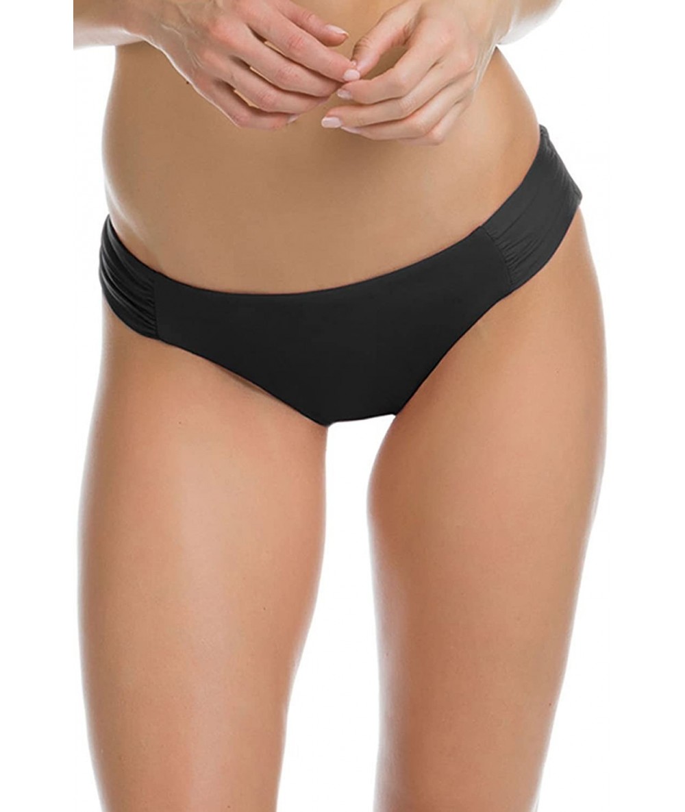 Tankinis Women's Color Code Tab Side Hipster Bikini Bottom - Black - C1184TIZG6X $31.12