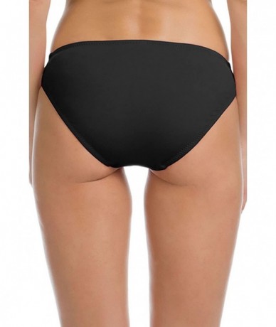 Tankinis Women's Color Code Tab Side Hipster Bikini Bottom - Black - C1184TIZG6X $31.12