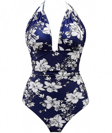 One-Pieces Women One Piece Swimsuit Tummy Control Swimwear V Neck Bathing Suit - Z-5 - CN18UE4Y6UD $52.66