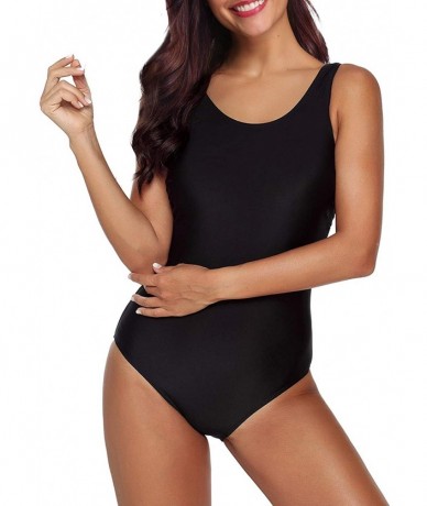 One-Pieces Womens Swimsuits One Piece Swimsuit for Women Athletic Training Racerback Swimwear Bathing Suits E Black Swimsuits...