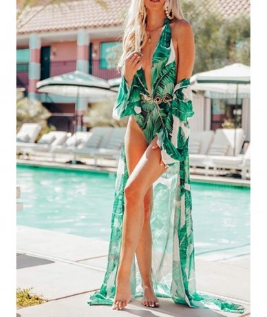 Cover-Ups Women's Chiffon Bathing Suit Bikini Swimsuit Cover up Swimwear Beach Dress Long Kimono Cardigan Jacket Robe Print C...