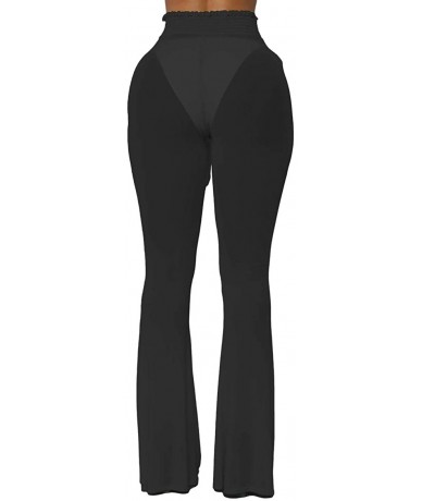 Tankinis Women's See Through Sheer Mesh Long Pants Trousers Swimwear Bikini Bottom Cover Up - Black-b - CU18REO7QR7 $23.59