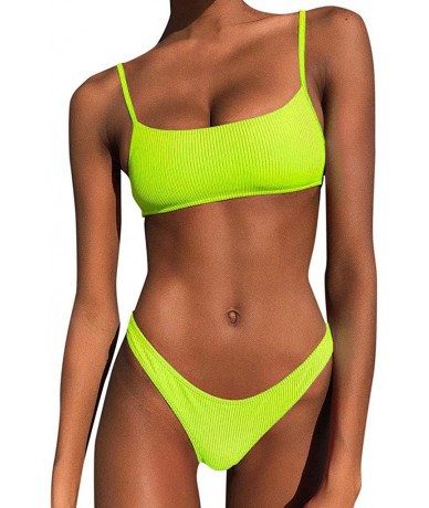 Bottoms New Swimsuit!! Women Two Piece Push Up Printed Bikini Beach Bathing Monokini Swimsuit Swimwear - Yellow - C91906SC89I...