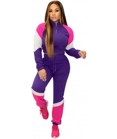 Racing Tracksuit Sets for Women 2 Piece Women Casual Tracksuit Zip Top & Elastic Waistband Pants Windbreaker Tracksuit Purple...