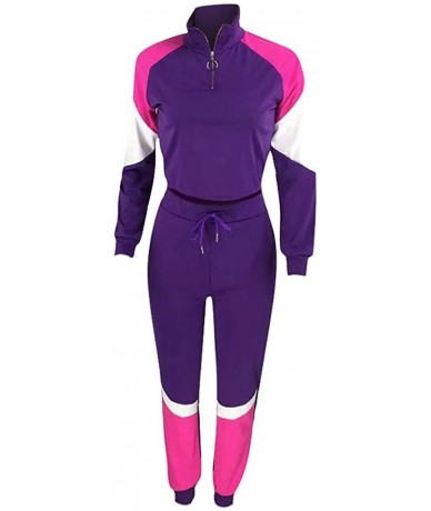 Racing Tracksuit Sets for Women 2 Piece Women Casual Tracksuit Zip Top & Elastic Waistband Pants Windbreaker Tracksuit Purple...