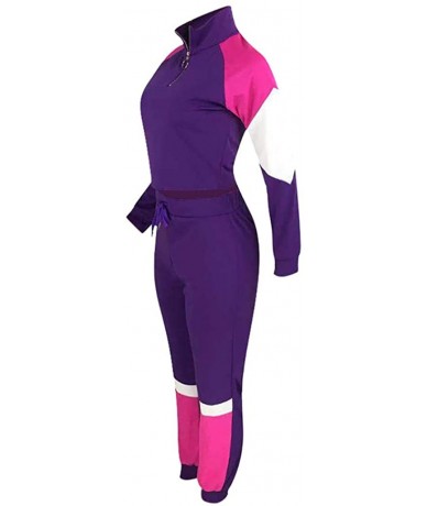 Racing Tracksuit Sets for Women 2 Piece Women Casual Tracksuit Zip Top & Elastic Waistband Pants Windbreaker Tracksuit Purple...