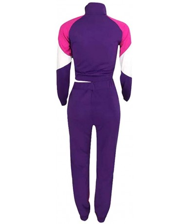 Racing Tracksuit Sets for Women 2 Piece Women Casual Tracksuit Zip Top & Elastic Waistband Pants Windbreaker Tracksuit Purple...