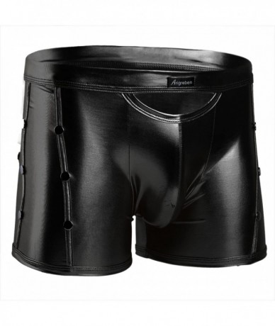 Briefs Men's Wetlook Bikini Swim Trunks Swimsuit Side Rivets Metallic Pouch Boxer Shorts Briefs Underwear - Black - CL180TKZC...