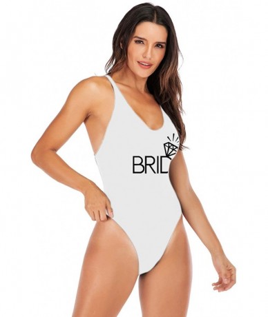 One-Pieces Bride to Be Squad Women One Piece Swimsuits Letter Print Swimwear High Cut Monokini Bridesmaid Team Bathing Suits ...