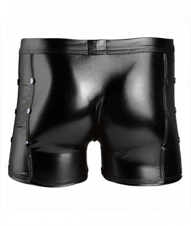 Briefs Men's Wetlook Bikini Swim Trunks Swimsuit Side Rivets Metallic Pouch Boxer Shorts Briefs Underwear - Black - CL180TKZC...