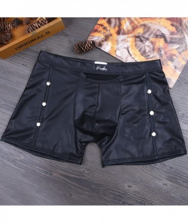 Briefs Men's Wetlook Bikini Swim Trunks Swimsuit Side Rivets Metallic Pouch Boxer Shorts Briefs Underwear - Black - CL180TKZC...