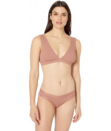 Sets Women's Rumor Deep V Bikini Top Swimsuit - Ibiza Ribbed Bronze - CN18HWMXDIK $62.68