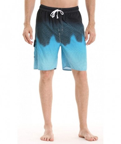 Board Shorts Men's Boardshort Swim Trunks Beach Quick Dry Swimming Shorts - Black Blue(elastic) - C618T2ST48T $33.21