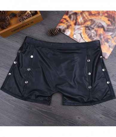 Briefs Men's Wetlook Bikini Swim Trunks Swimsuit Side Rivets Metallic Pouch Boxer Shorts Briefs Underwear - Black - CL180TKZC...