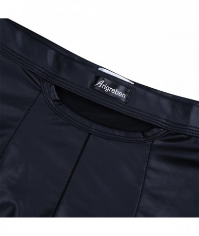 Briefs Men's Wetlook Bikini Swim Trunks Swimsuit Side Rivets Metallic Pouch Boxer Shorts Briefs Underwear - Black - CL180TKZC...