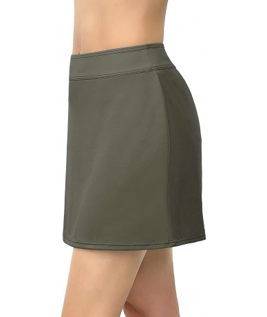 Tankinis Women's Swim Skirt Bikini Tankini Bottom High Waisted Plus Size Solid Swimdress Skirt - Army Green - CN18Y4GSRX7 $39.76