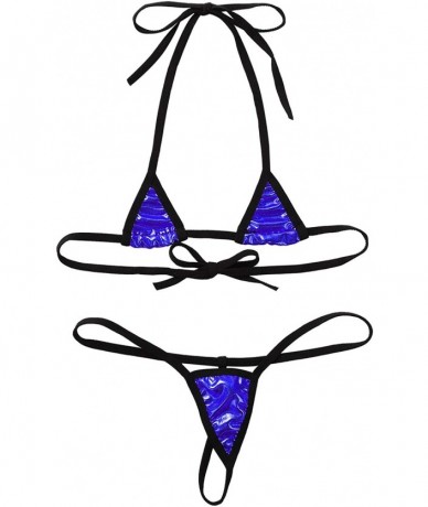 One-Pieces Women's Halterneck Micro Thong Bikini 2 Piece Swimsuit Mini Sexy Extreme Swimwear Clubwear - Royal Blue - CO190YZ7...