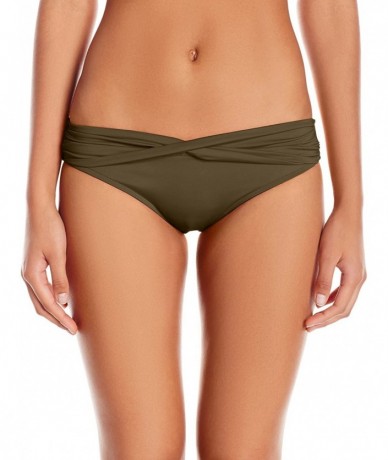 Bottoms Women's Twist Band Hipster Full Coverage Bikini Bottom Swimsuit - Dark Olive - CM186OS47LT $76.39