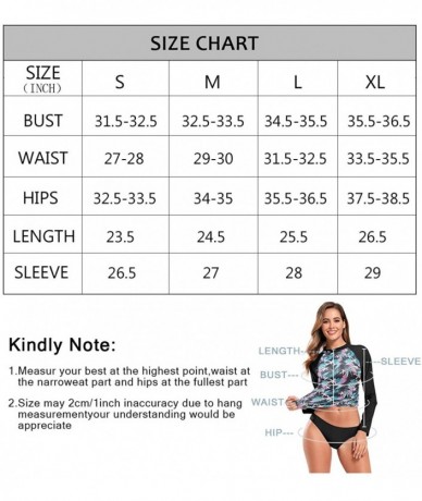 Rash Guards Women's Long Sleeve Rash Guard Swimsuit Print UV Sun Protection Swim Shirt - Blue - CH18ZKOX4IZ $57.16