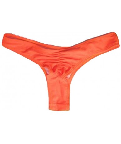 Bottoms Women Sexy Pleated Bikini Bottom Thong T-Back Bathing Swimsuit Swimwear G-String - Orange - CF197NZH636 $29.03