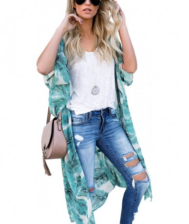 Cover-Ups Women's Casual Cover Ups Printed Kimono Cardigan Sheer Tops Loose Blouse - S14 - C218NCEM5N3 $34.89