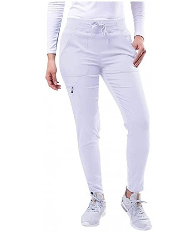 Sets Women Skinny Pocket Pants High Waist Stretch Slim Pencil Trousers - White - CW198R0UDIX $38.91