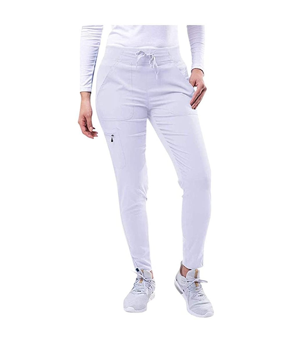 Sets Women Skinny Pocket Pants High Waist Stretch Slim Pencil Trousers - White - CW198R0UDIX $38.91