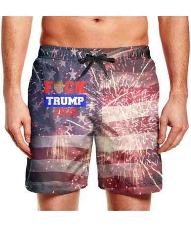 Board Shorts Donald-Trump-Pissing-ON-CNN- for Men Bathing Suits Adjustable Printed Running Shorts - Fck Trump 2020 - CH196YGH...