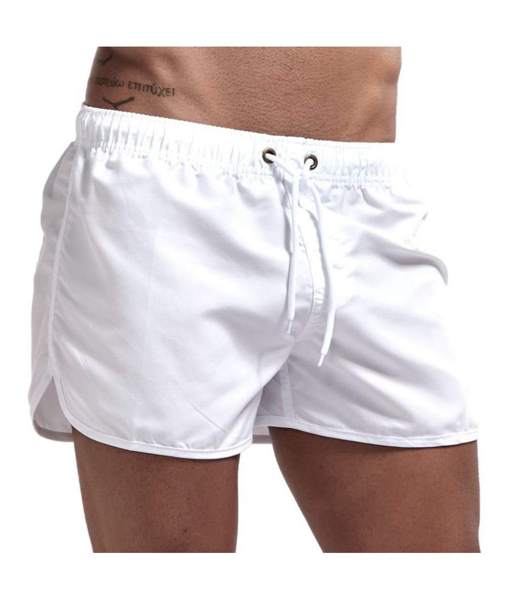 Board Shorts Men's Beach Shorts Quick Dry Surfing Swim Trunks Elastic Drawstring Shorts Multi-color Optional - White - CA18U8...