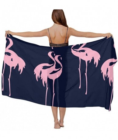 Cover-Ups Women Girl Fashion Chiffon Scarf Bikini Cover Up Summer Beach Sarong Wrap - Pink Flamingos Pattern - CI19C4HIOOM $4...