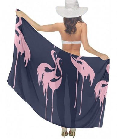 Cover-Ups Women Girl Fashion Chiffon Scarf Bikini Cover Up Summer Beach Sarong Wrap - Pink Flamingos Pattern - CI19C4HIOOM $4...