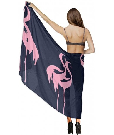 Cover-Ups Women Girl Fashion Chiffon Scarf Bikini Cover Up Summer Beach Sarong Wrap - Pink Flamingos Pattern - CI19C4HIOOM $4...