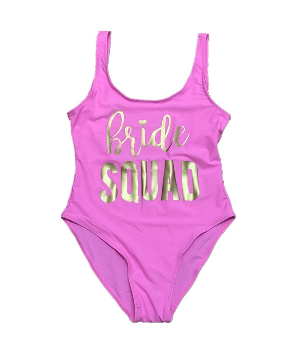 Sets Bride One Piece Swimsuit Women Swimwear High Cut Bathing Suit Sexy Bodysuit Monokini Beach Wear Wedding Party Bsqh pink ...