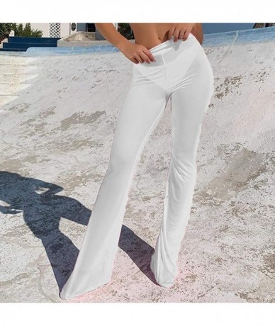 Cover-Ups Women's Sexy See Through Sheer Mesh Pants Swimsuit Bikini Bottom Cover up - White - CT18Z5DZ30A $18.91