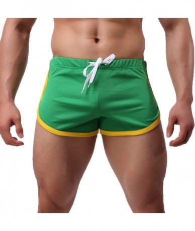 Board Shorts Men's Summer Sports Shorts Fast-Drying Casual Flatpants Drawstring Shorts - Green - CN18R8AC66W $26.06