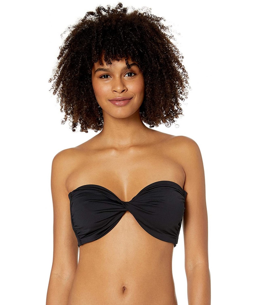 Sets Women's Plus Size Junior's Simply Seamless Bandeau Bikini Top - Black - CE18CAYOCLE $70.66