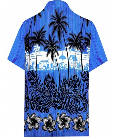 Cover-Ups Men's Swim Casual Short Sleeve Aloha Hawaiian Shirt - Blue_w382 - C218064CK6C $23.59