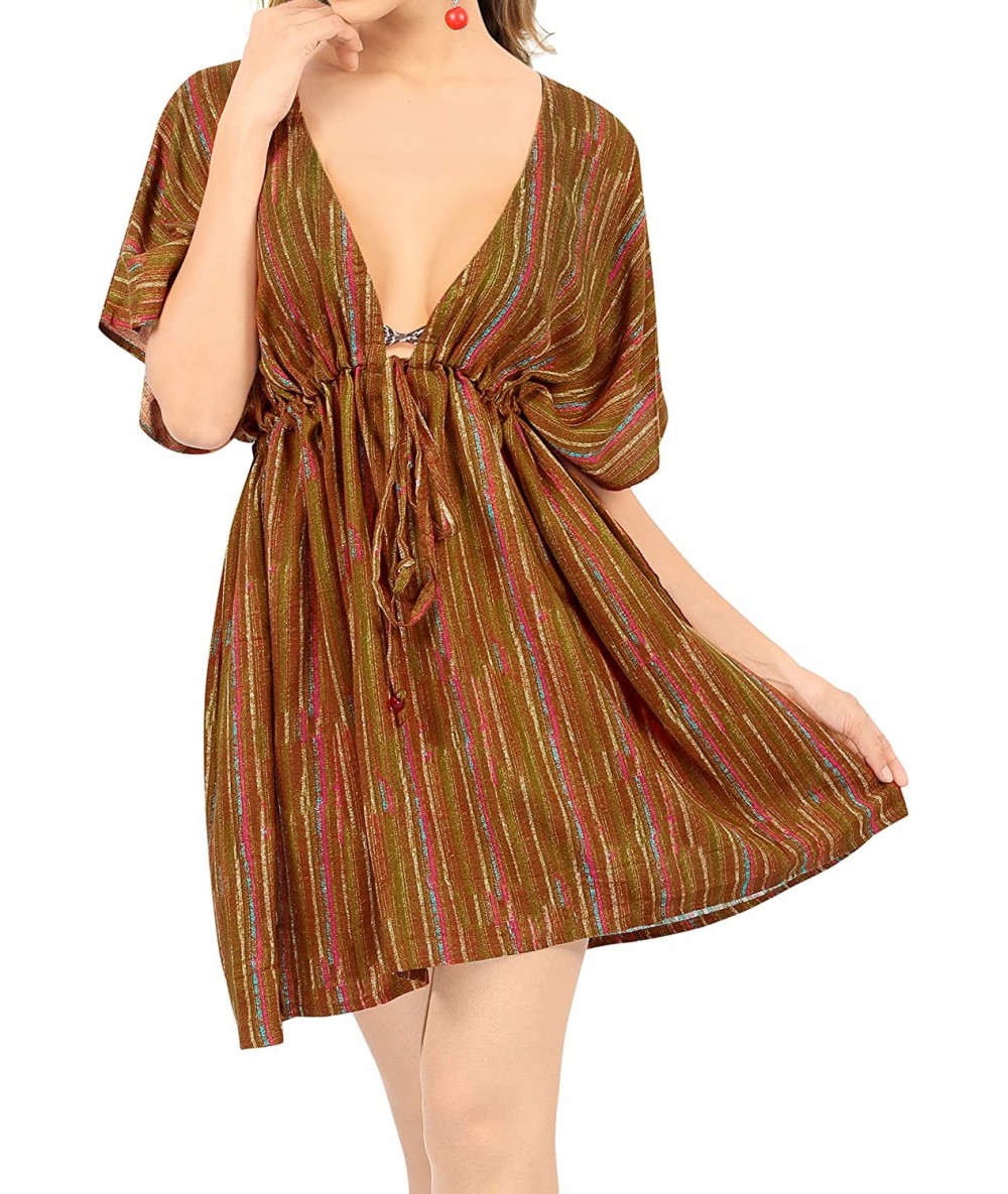 Cover-Ups Womens Sexy Chiffon Swimsuit Cover Ups Sheer Bikini Plus Blouse Shirt C - Brown_y711 - CM1952IYHX3 $36.64