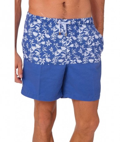 Trunks Performance Men's Quick Dry SPF50+ Swim Trunks Water Shorts Swimsuit Beach Shorts with Mesh Lining - Blue White Floral...