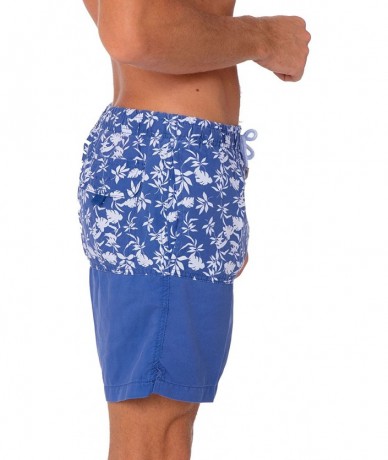 Trunks Performance Men's Quick Dry SPF50+ Swim Trunks Water Shorts Swimsuit Beach Shorts with Mesh Lining - Blue White Floral...